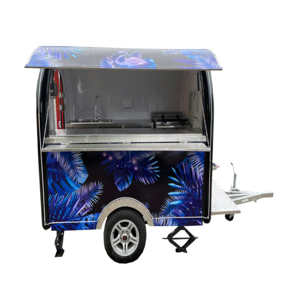 2.3m (7.5ft) Black round food trailer - Image 4